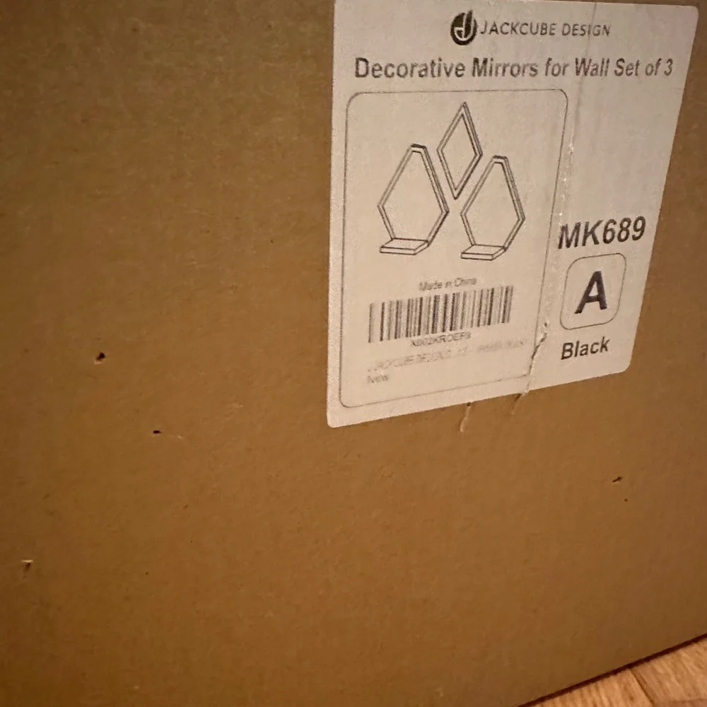 NIB NEW Jackcube design 3 piece black wooden mirror wall decor set Wayfair